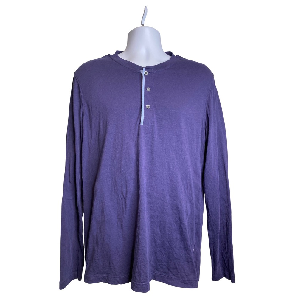 GREYSON Mens Blue Long Sleeve Henley Shirt Sz M Performance Golf Activewear